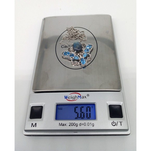 Chuck Clemency Blue Gemstone Topaz Pendant Necklace STS 925 Sterling Sparkly! - Picture 13 of 14